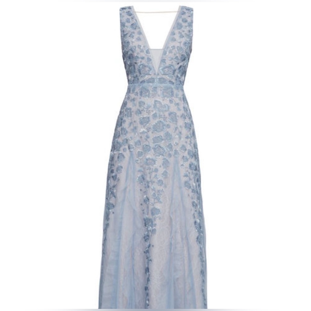 BCBGMaxAzria Light Blue Embroidered Maxi Dress - Picture 3 of 11
